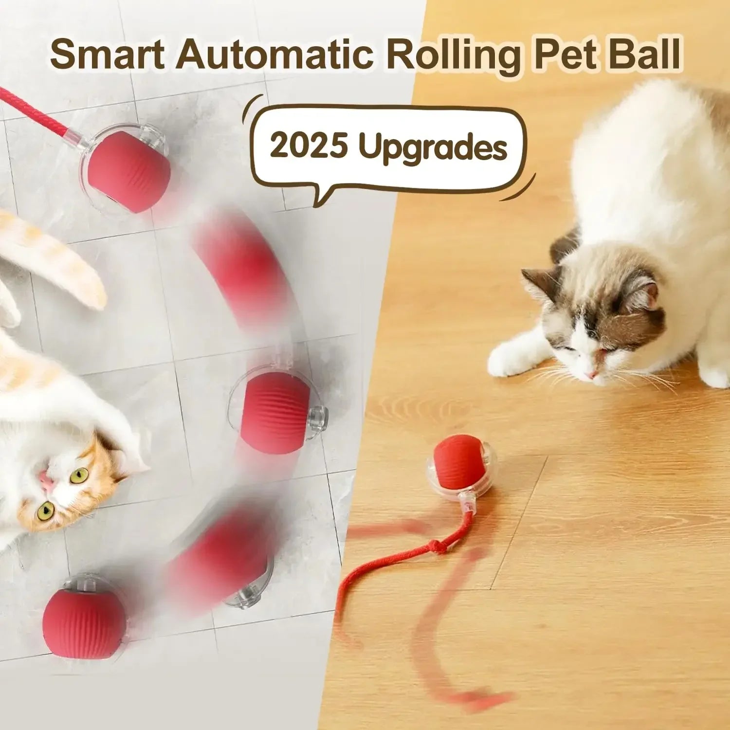Interactive Rolling Cat Toy with Tail