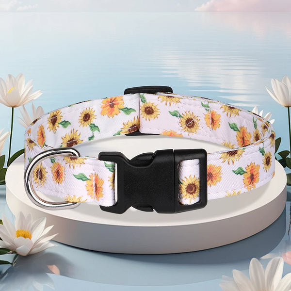 Flower Print Nylon Dog Collar