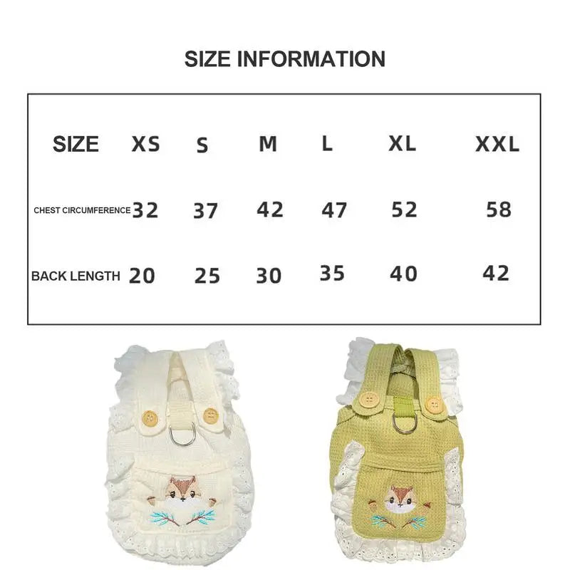 Cat & Small Dog Dress – Fruit & Squirrel Pattern Lace Skirt Party Outfit