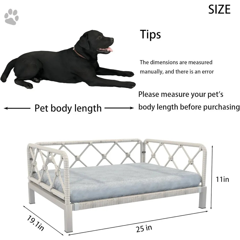 Wicker Dog Bed with Cushion