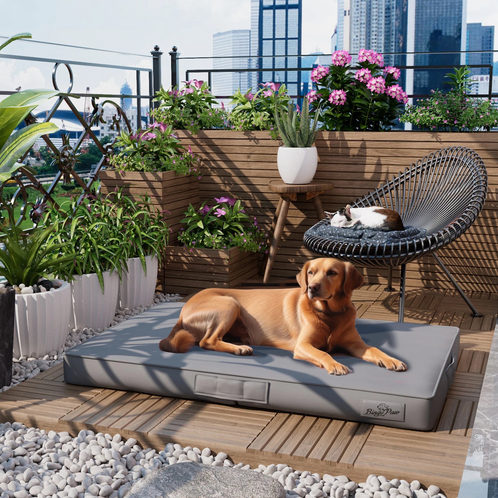 Foldable Pet Bed with Microfiber Leather Cover