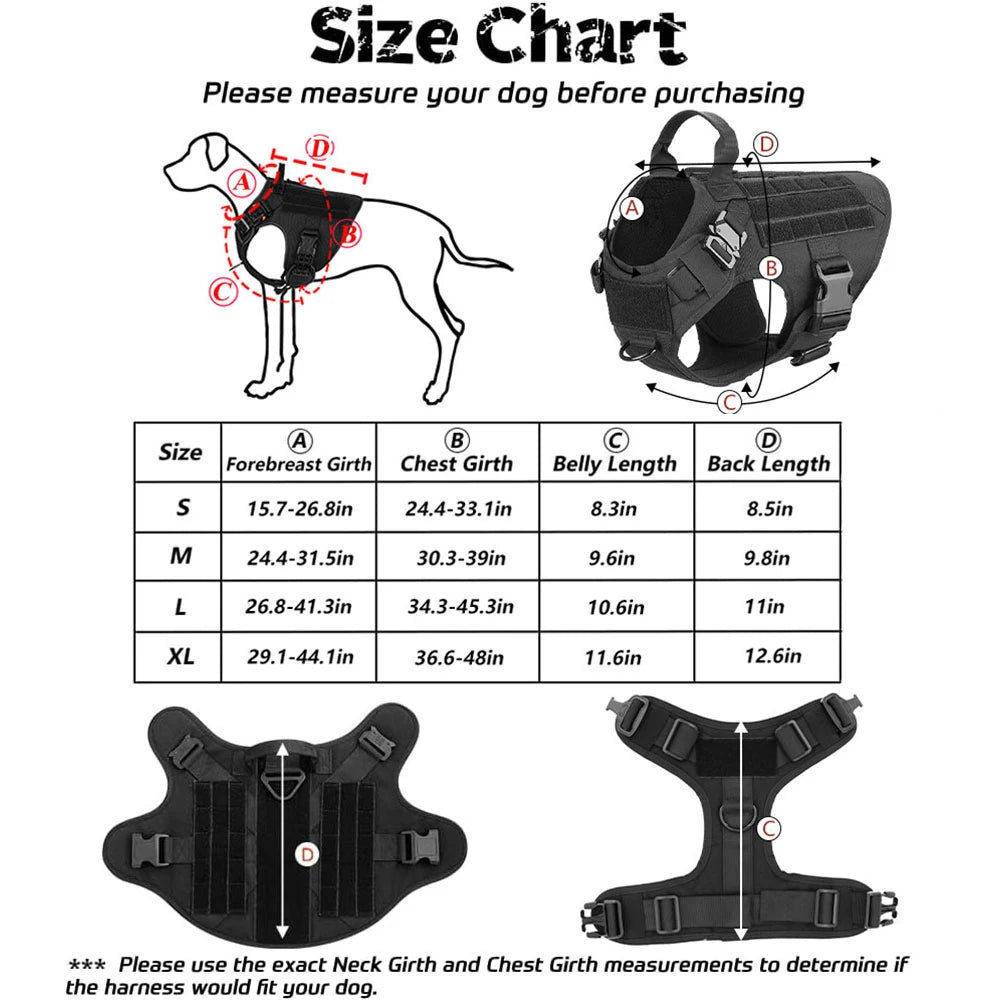 Tactical Dog Harness & Leash Set for Large Dogs