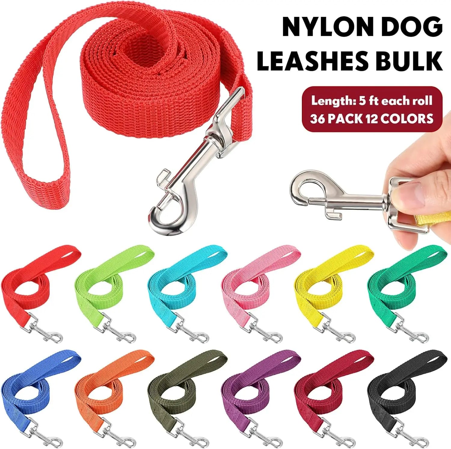12 PCS Multicolored Nylon Puppy Training Slip Leash