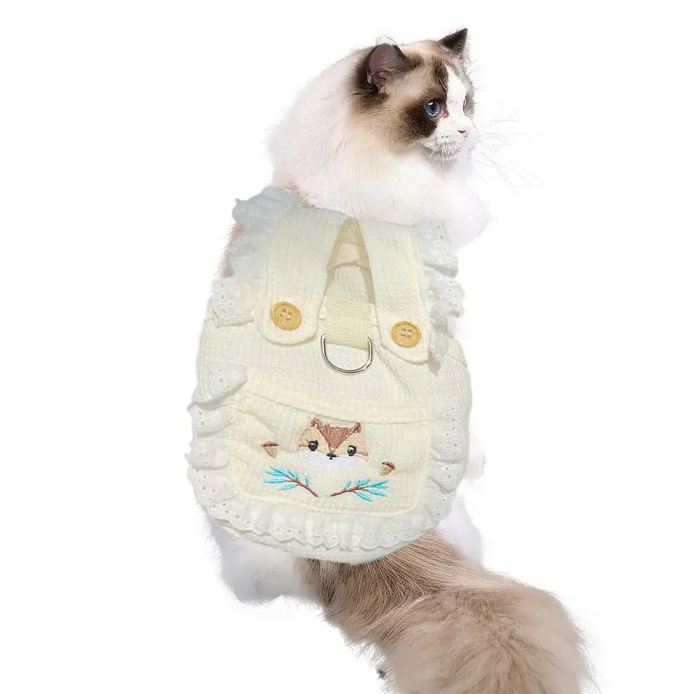 Cat & Small Dog Dress – Fruit & Squirrel Pattern Lace Skirt Party Outfit