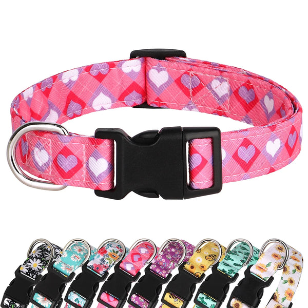 Flower Print Nylon Dog Collar