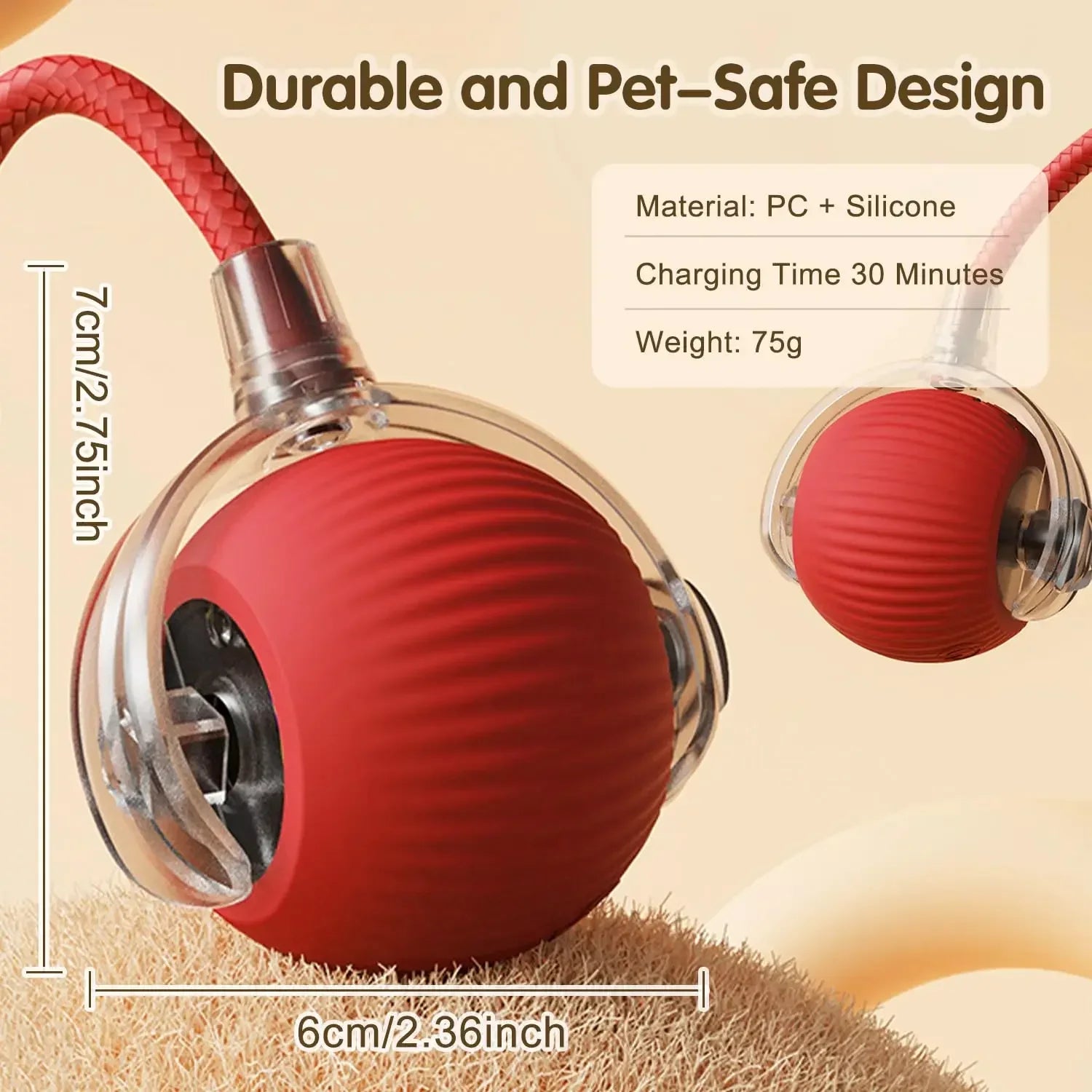 Interactive Rolling Cat Toy with Tail