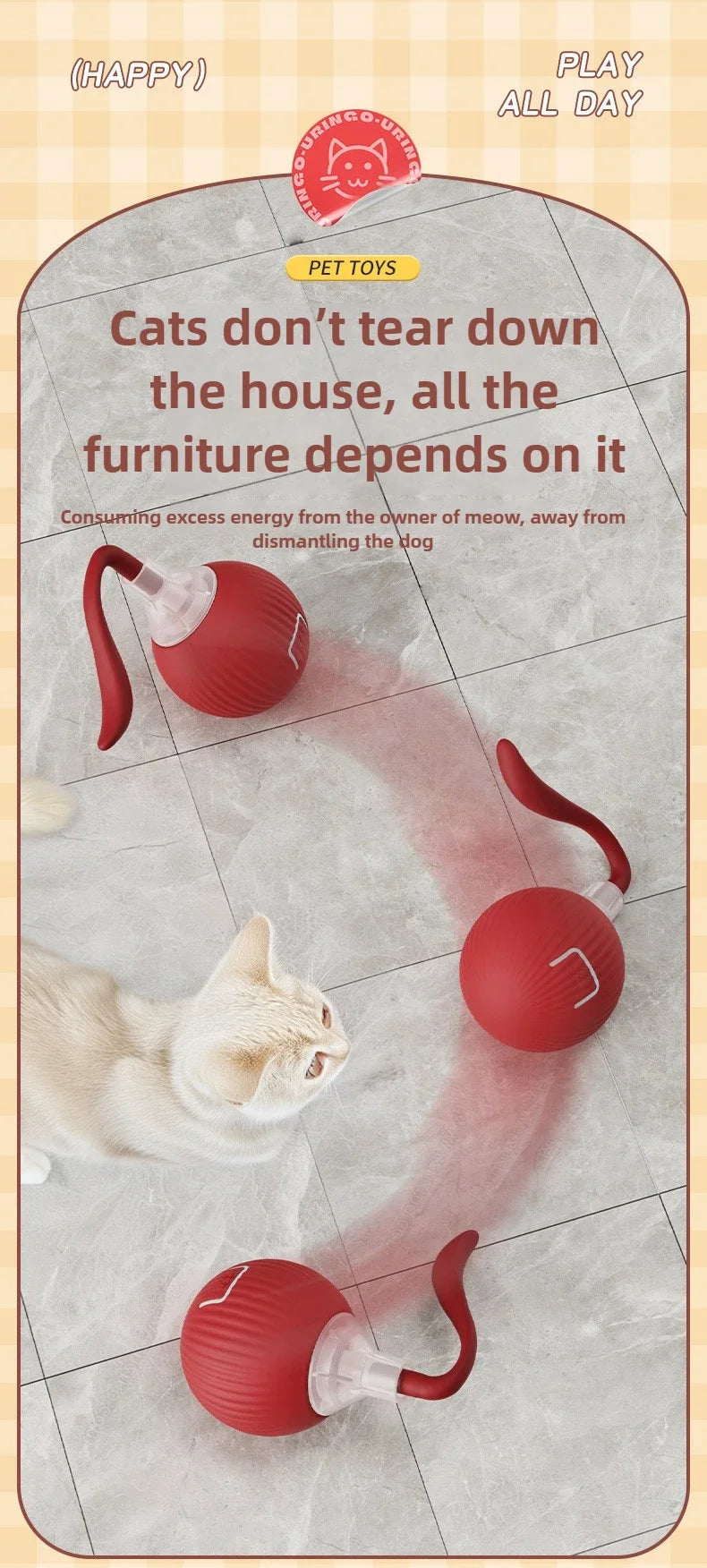 Self-Moving Electric Cat Training Ball