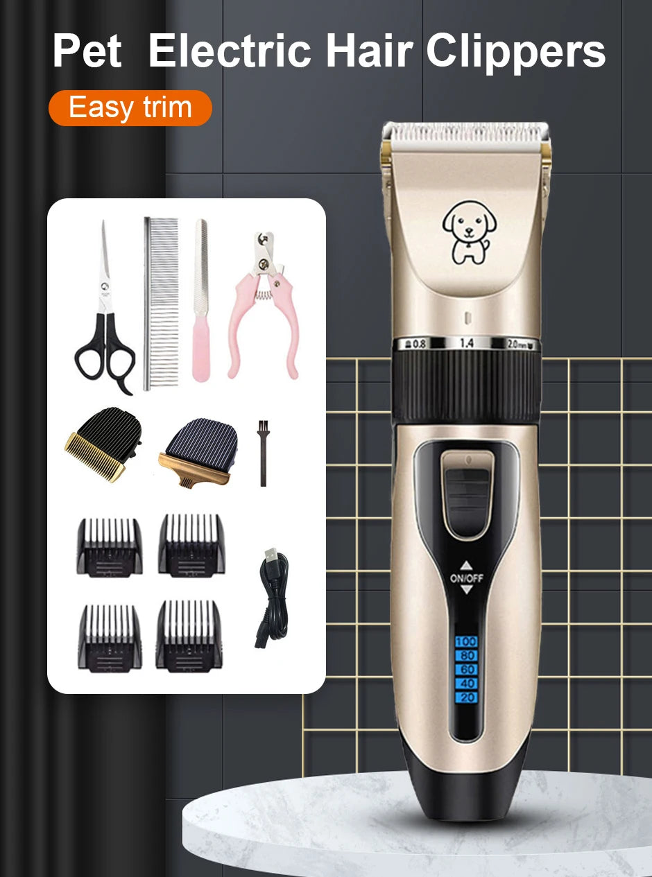 Professional Rechargeable Pet Hair Clipper – Low Noise, All-Metal Design
