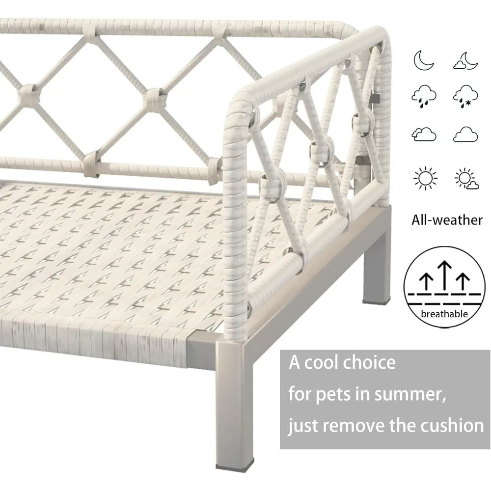 Wicker Dog Bed with Cushion