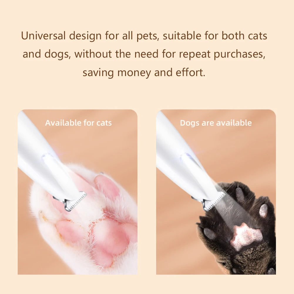 Rechargeable Portable Pet Paw Trimmer with LED Light